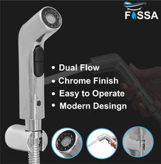 Fossa Hydra Health Faucet Bathroom Hand Spray for Toilet Leak Proof Toilet Sprayer Portable Hand Faucets with 1 Mtr Hose Pipe and Hook (Complete Set) - Fossa Home