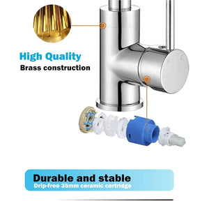 J Bend High-Pressure Kitchen Faucet – 360° Swivel, Chrome Finish - Fossa Home