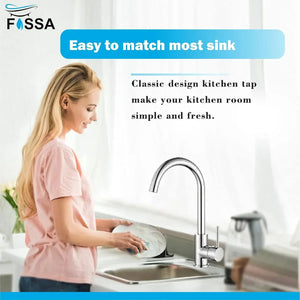 J Bend High-Pressure Kitchen Faucet – 360° Swivel, Chrome Finish - Fossa Home