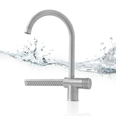 Fossa Kitchen faucets with Waterfall Shower Stainless Steel Single Hole Hot and Cold Water Swivel Pull Down Kitchen Faucet - Silver - Fossa Home