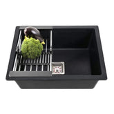 Fossa 24"x18"x09" inch Single Bowl Quartz Kitchen Sink ( Black Stone ) Fossa Home