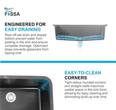 Fossa 31"x19" inch Granite Quartz Kitchen Sink Single Bowl Black with Basket, Coupling, Waste Pipe Quartz German Engineered Technology Kitchen Sink Easy-to-Clean Sink Fossa Home