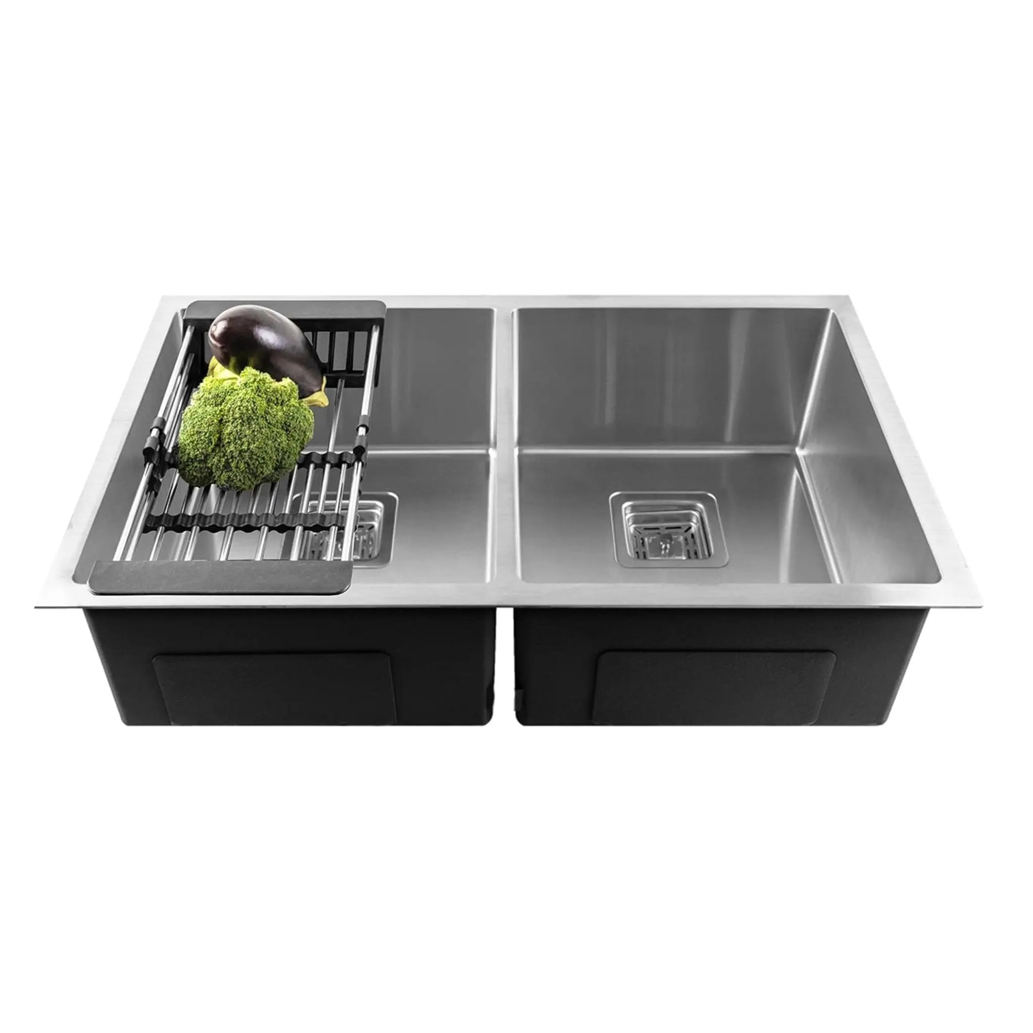 Fossa 32"x20"x10" Inch Double Bowl Premium Stainless Steel Handmade Kitchen Sink Silver Fossa Home
