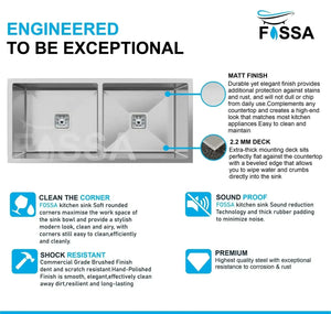 Premium Handmade (37x 18x 10) Inch Double Bowl Silver Stainless Steel Kitchen Sink - Fossa Home