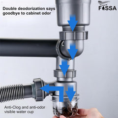 Fossa Kitchen Sink Drain Pipe Kit, Professional Thickened Flexible Drain Pipe Kit Odor Resistant Pop - up Drain Pipe Kit - Fossa Home