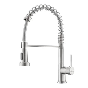 Fossa Kitchen Taps, Kitchen Sink Mixer Tap with Pull Down Sprayer, Kitchen Mixer Taps 1 Hole, 360°Swivel Spring Kitchen Faucet Single Handle Lever, 2 Spray Modes (Chrome Finish) (Silver) - Fossa Home