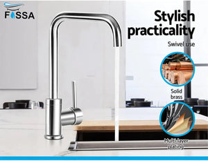 Fossa L Bend Faucet Kitchen Tap, 360° Sink Mixer Taps Spray Head Rotating Faucet Water Aerator for Home Bathroom Laundry, Body Hot and Cold Switch (Chrome Finish) - Fossa Home