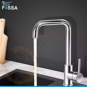 Fossa L Bend Faucet Kitchen Tap, 360° Sink Mixer Taps Spray Head Rotating Faucet Water Aerator for Home Bathroom Laundry, Body Hot and Cold Switch (Chrome Finish) - Fossa Home
