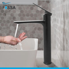 Fossa Opera Extended Body Brass Bathroom Sink Wash Basin Mixer Tap Single Handle Hot & Cold Lavatory Sink Faucet for Living Room & Bathrooms (Black) - Fossa Home