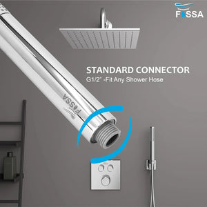 Fossa Peak Handheld Shower Head with Holder and 1.5 Mtr Shower Hose Hand Held Showerhead High Pressure Water Saving Hand Shower Head ABS, 2 Water Outlet Mode (Only Shower) - Fossa Home