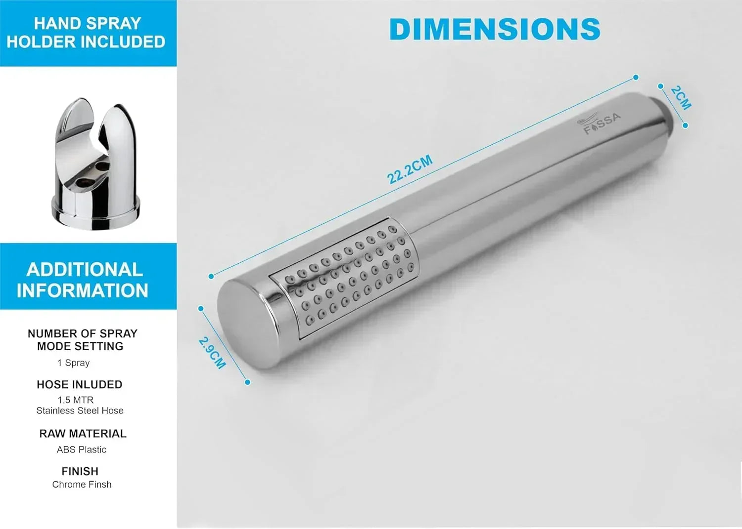Peak Abs Chrome Finish Only Hand Shower - Fossa Home
