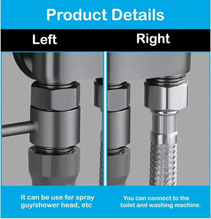 Jet Spray Black ABS Health Faucet with 1 Meter 304-Grade SS Flexible Hose Pipe & Hook - Fossa Home