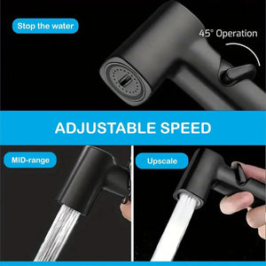 Jet Spray Black ABS Health Faucet with 1 Meter 304-Grade SS Flexible Hose Pipe & Hook - Fossa Home