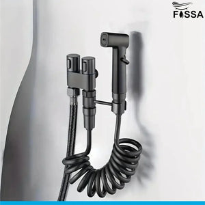 Jet Spray Black ABS Health Faucet with 1 Meter 304-Grade SS Flexible Hose Pipe & Hook - Fossa Home