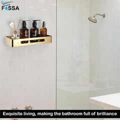 FOSSA Premium Stainless Steel Bathroom Shelf/Kitchen Shelf/Bathroom Shelf and Rack/Wall Storage Shelf/Bathroom Accessories (Gold) 2pc Set - Fossa Home