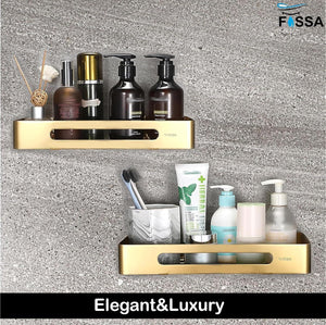 Square Stainless Steel Wall Storage Shelf (Gold) 2 set - Fossa Home