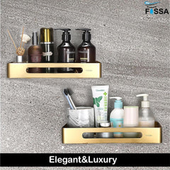FOSSA Premium Stainless Steel Bathroom Shelf/Kitchen Shelf/Bathroom Shelf and Rack/Wall Storage Shelf/Bathroom Accessories (Gold) 2pc Set - Fossa Home