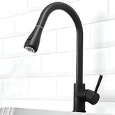 Fossa Kitchen Sink Mixer Tap with Pull Down Sprayer, Single Handle High Pull Out Kitchen Taps, Single Level Stainless Steel Black ( Heavy Weight ) Fossa Home