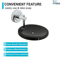 Fossa Rainbow Stainless Steel Round Soap Holder for Bathroom, Soap Stand, Bathroom Accessories Chrome Finish (Black+Chrome) - Fossa Home