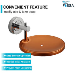 Fossa Rainbow Stainless Steel Round Soap Holder for Bathroom, Soap Stand, Bathroom Accessories Chrome Finish (Rose Gold + Chrome) - Fossa Home