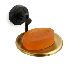 Fossa Rainbow Stainless Steel Round Soap Holder for Bathroom, Soap Stand, Bathroom Accessories Matte Finish (Black+Gold) - Fossa Home