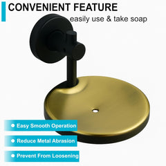 Fossa Rainbow Stainless Steel Round Soap Holder for Bathroom, Soap Stand, Bathroom Accessories Matte Finish (Black+Gold) - Fossa Home