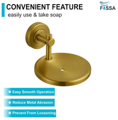 Fossa Rainbow Stainless Steel Round Soap Holder for Bathroom, Soap Stand, Bathroom Accessories Matte Finish (Gold) - Fossa Home