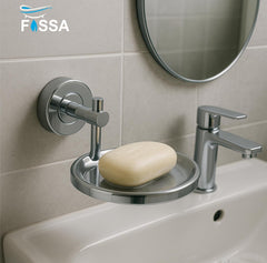 Fossa Rainbow Stainless Steel Round Soap Holder for Bathroom, Soap Stand, Bathroom Accessories Matte Finish (Silver) - Fossa Home