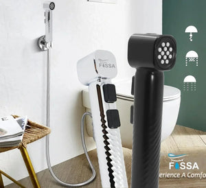 Pearl Black ABS Health Faucet with 1 Meter 304-Grade SS Hose Pipe & Hook - Fossa Home