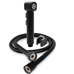 Fossa Rolex ABS Dual Function Health Faucet with Stainless Steel 1Meter Flexible Hose Pipe and Wall Hook, Jet Spray for Toilet Chrome Finish (Black) - Fossa Home