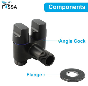 Fossa Shower Diverter Valve,Two Outlets Dual Control Washing Machine Tap Triangular Adapter Valve Spare Parts for Toilet, Bidet, Shower, Sink, (Black) - Fossa Home