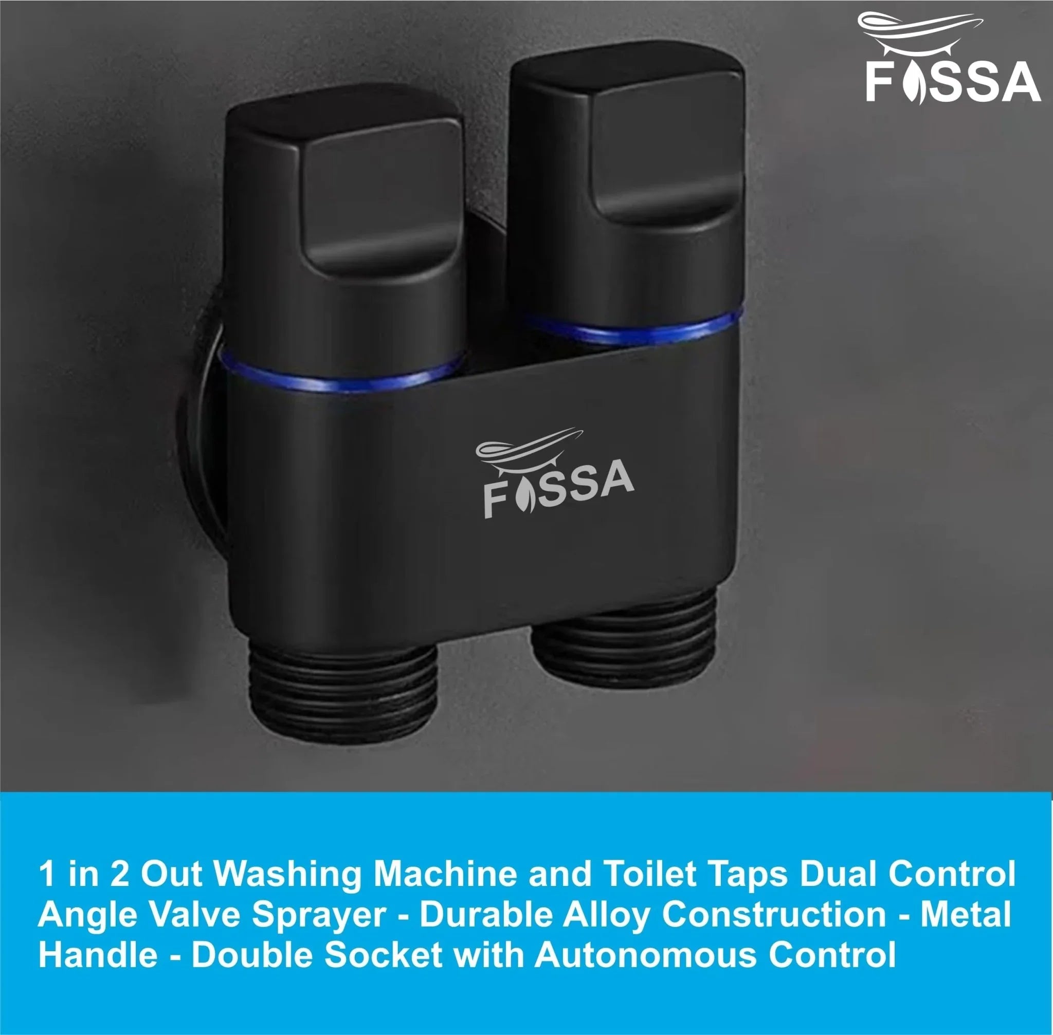 Fossa Shower Diverter Valve,Two Outlets Dual Control Washing Machine Tap Triangular Adapter Valve Spare Parts for Toilet, Bidet, Shower, Sink, (Black) - Fossa Home