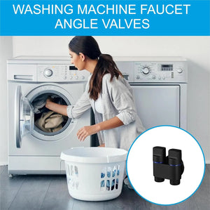 Fossa Shower Diverter Valve,Two Outlets Dual Control Washing Machine Tap Triangular Adapter Valve Spare Parts for Toilet, Bidet, Shower, Sink, (Chrome Finish) Black with Nozzle - Fossa Home