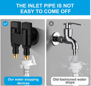 Fossa Shower Diverter Valve,Two Outlets Dual Control Washing Machine Tap Triangular Adapter Valve Spare Parts for Toilet, Bidet, Shower, Sink, (Chrome Finish) Black with Nozzle - Fossa Home