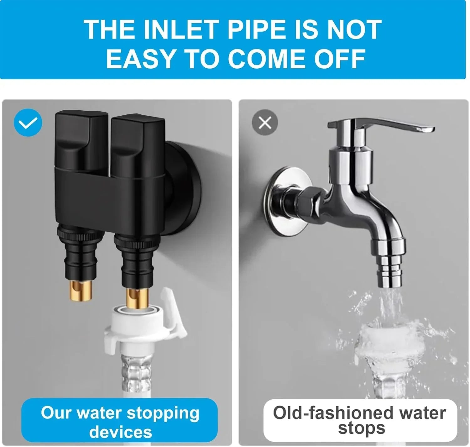 2 in 1 Laundry Faucet Black Stainless Steel Angle Valve With Nozzle - Fossa Home