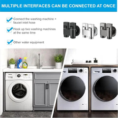 Fossa Shower Diverter Valve,Two Outlets Dual Control Washing Machine Tap Triangular Adapter Valve Spare Parts for Toilet, Bidet, Shower, Sink, (Chrome Finish) Black with Nozzle - Fossa Home