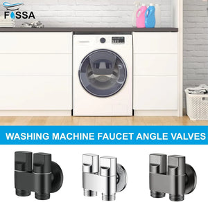 Fossa Shower Diverter Valve,Two Outlets Dual Control Washing Machine Tap Triangular Adapter Valve Spare Parts for Toilet, Bidet, Shower, Sink, (Chrome Finish) Silver - Fossa Home