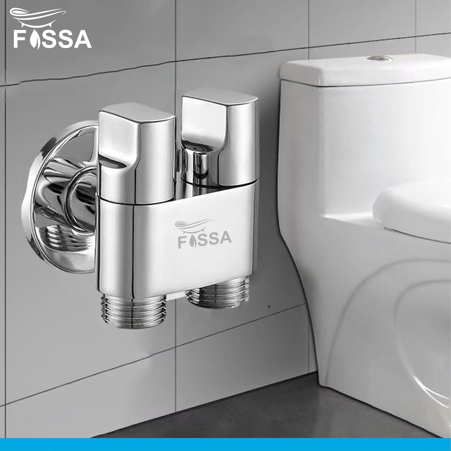 Fossa Shower Diverter Valve,Two Outlets Dual Control Washing Machine Tap Triangular Adapter Valve Spare Parts for Toilet, Bidet, Shower, Sink, (Chrome Finish) Silver - Fossa Home