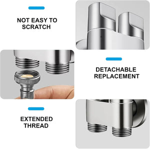 Fossa Shower Diverter Valve,Two Outlets Dual Control Washing Machine Tap Triangular Adapter Valve Spare Parts for Toilet, Bidet, Shower, Sink, (Chrome Finish) Silver - Fossa Home