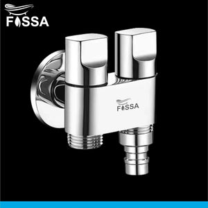 Fossa Shower Diverter Valve,Two Outlets Dual Control Washing Machine Tap Triangular Adapter Valve Spare Parts for Toilet, Bidet, Shower, Sink, (Chrome Finish) with Nozzle - Fossa Home