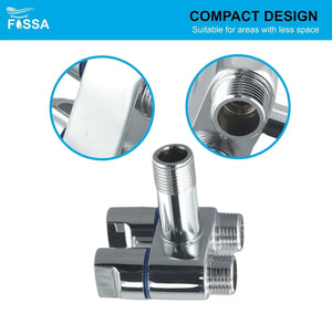 Fossa Shower Diverter Valve,Two Outlets Dual Control Washing Machine Tap Triangular Adapter Valve Spare Parts for Toilet, Bidet, Shower, Sink, (Chrome Finish) with Nozzle - Fossa Home