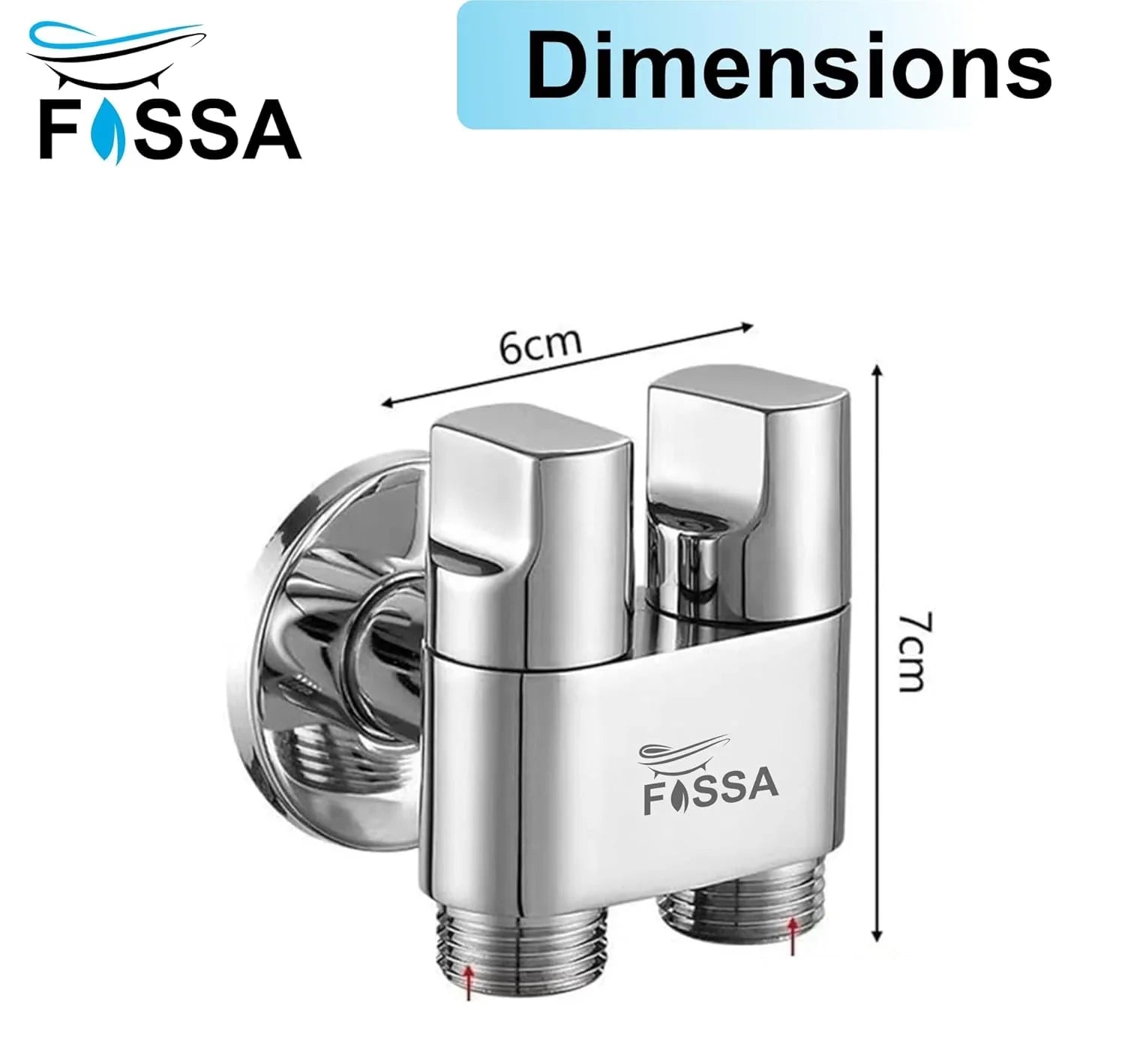 Fossa Shower Diverter Valve,Two Outlets Dual Control Washing Machine Tap Triangular Adapter Valve Spare Parts for Toilet, Bidet, Shower, Sink, (Chrome Finish) with Nozzle - Fossa Home