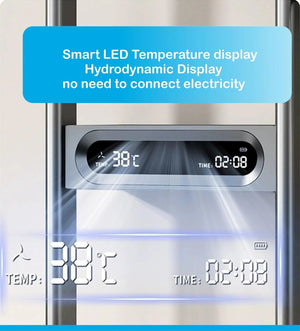 Fossa Shower Panel - Vortex with Hydropowered LED Light + Digital Display & 3 Water Functions (Gun Metal Grey) - Fossa Home