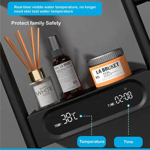 Smart Waterfall Circular 360 Degree Shower Panel Set With LED Light (Black) - Fossa Home