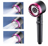 Fossa Snow Shower Head with Filter, High Pressure Shower Head Water Saving, Massage Hand Shower with 3+1 Jet Types, Rain Shower Head with Stop Function (Pink) - Fossa Home
