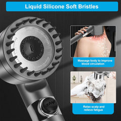 Fossa Snow Shower Head with Filter, High Pressure Shower Head Water Saving, Massage Hand Shower with 3+1 Jet Types, Rain Shower Head with Stop Function, with 1.5 Meter Stainless Steel Hose Pipe, Hook - Fossa Home