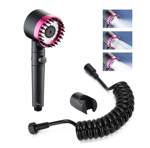 Snow 3 Modes ABS Black Finish Hand Shower With 1.5 Meter ABS Hose Pipe & Hook - Fossa Home