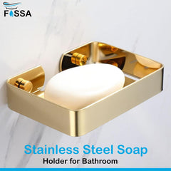 Fossa Soap Dish Premium Stainless Steel Wall Mounted Soap Holder for Bathroom, Soap Stand, Bathroom Accessories Matte Finish Gold (Pack of 1) - Fossa Home
