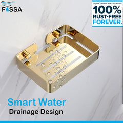Fossa Soap Dish Premium Stainless Steel Wall Mounted Soap Holder for Bathroom, Soap Stand, Bathroom Accessories Matte Finish Gold (Pack of 1) - Fossa Home