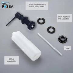 Fossa Soap Dispenser for Kitchen Sink ABS Plastic Built in Sink Soap Dispenser with Refillable Bottle 300ml Capacity Brushed Nickel (Black) - Fossa Home